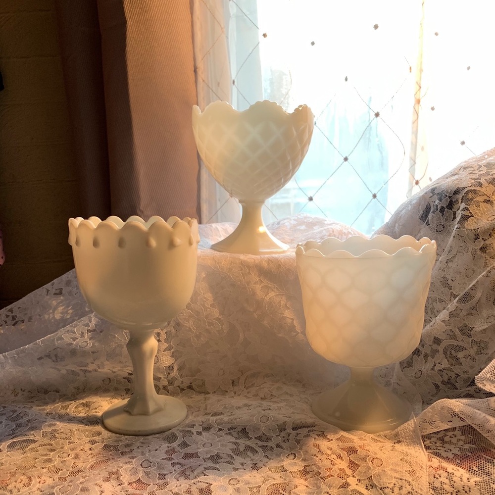 E.O.Brody Co,NAPCO,& other milk glass GOBLETS